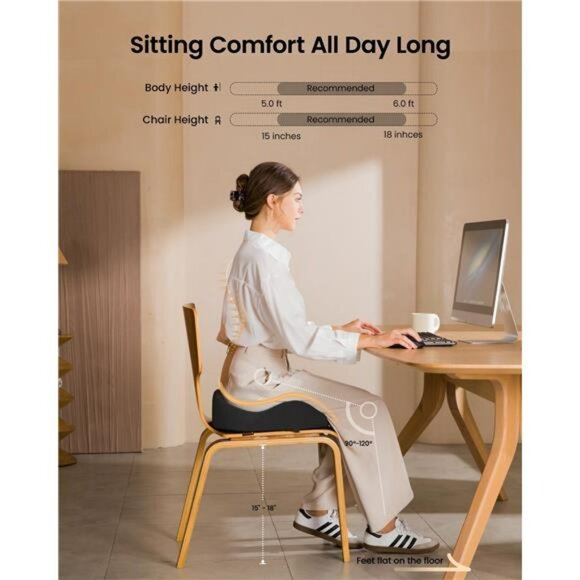 Memory foam seat cushion ergonomic coccyx tailbone pain relief office chair car - Picture 4 of 7